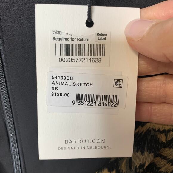 Bardot Animal Sketch Faux Wrap Mini Dress Sz XS 4 - Picture 6 of 6